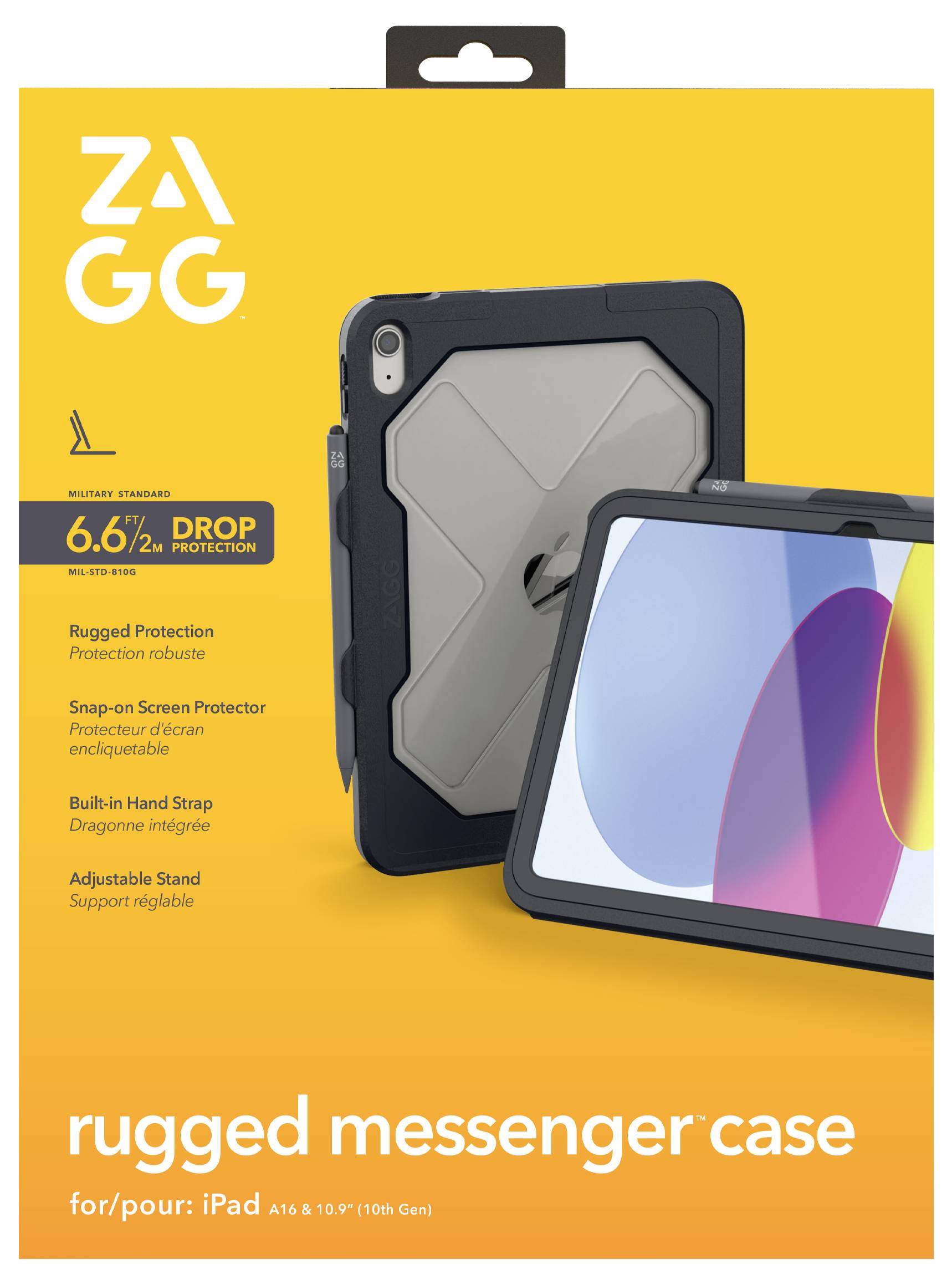 ZAGG Cases Rugged Messenger Tablet Hülle Apple iPad 10.9" 10th 27,7 cm (10,9") Outdoor Cover Karbon-5