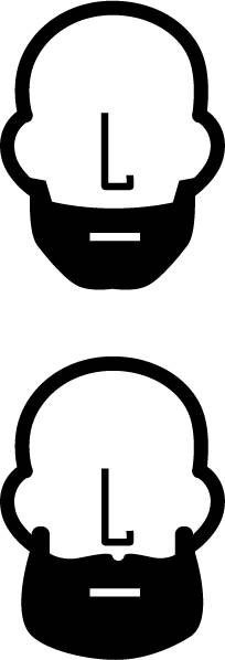 Zwei minimalistische Bart-Stilikonen mit unterschiedlichen Bartlängen. Jede Ikone zeigt eine Kopfumrisse mit verschiedenen Bartformen.