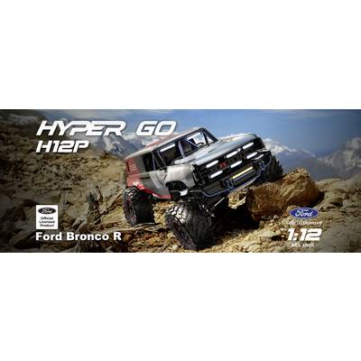 'Hyper Go H12P' ferngesteuertes Ford Bronco R auf felsigem Gelände, mit Betonung der Geländegängigkeit und offiziellen Ford-Markierung.