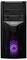 Ein schwarzer Computer-Tower mit Mesh-Frontblende, mit der Markenbezeichnung 'CAPTIVA', von lila LED-Lichtern von innen beleuchtet.