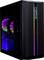 Ein Gaming-PC-Gehäuse mit sichtbaren Innenkomponenten und bunter RGB-Beleuchtung.