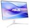 Monitor, der einen blauen und violetten Wirbel mit dem 'ASUS' Logo in der Mitte zeigt, mit einem schmalen weißen Rahmen und Ständer.