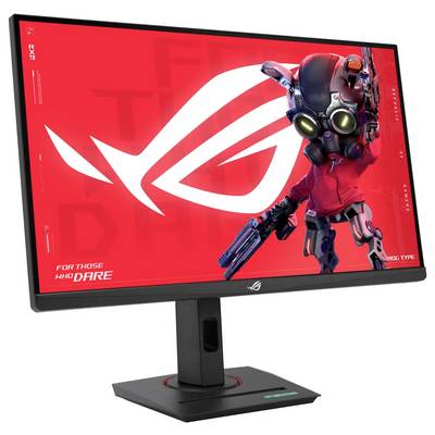 Ein Desktop-Monitor, der einen roten Hintergrund zeigt, mit einer Cartoon-Roboterfigur in roter Ausrüstung, die eine Waffe hält, mit dem Text "Für diejenigen, die sich trauen."