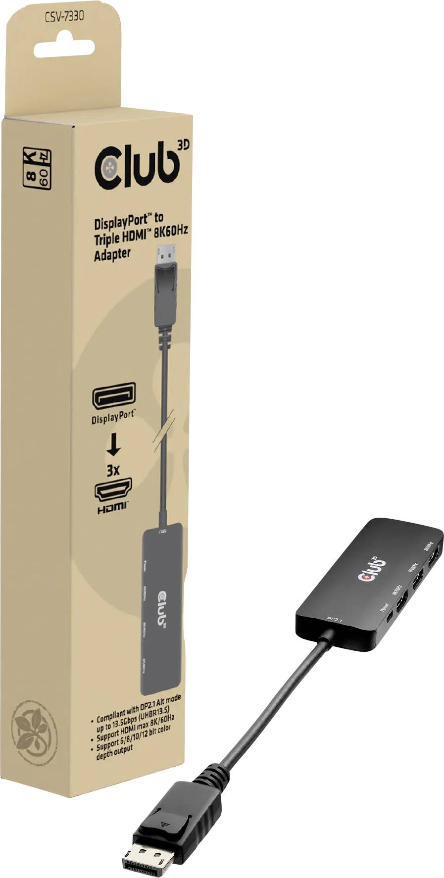 Thumbnail - club3D CSV-7330 DisplayPort / Micro USB / HDMI Adapter [2x DisplayPort Stecker, Micro USB - 3x HDMI-Buchse] Schwarz 14 c...