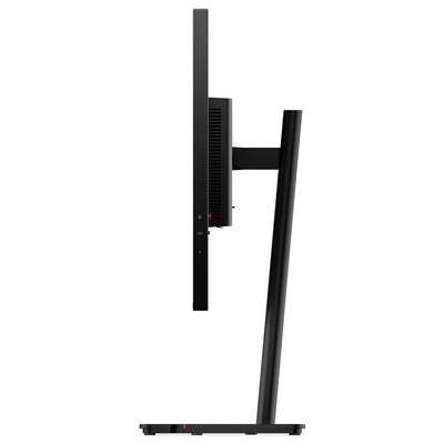 Ein schlanker Computermonitor aus der Seitenansicht, der seinen verstellbaren Ständer und sein dünnes Profil zeigt.