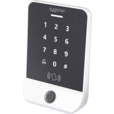 „Eine digitale Zugangstastatur mit den Ziffern 0-9, einem Glockensymbol, einem Nummernzeichen und einem Kartenlesesensor. Gibt eine Sicherheitssystemschnittstelle an."