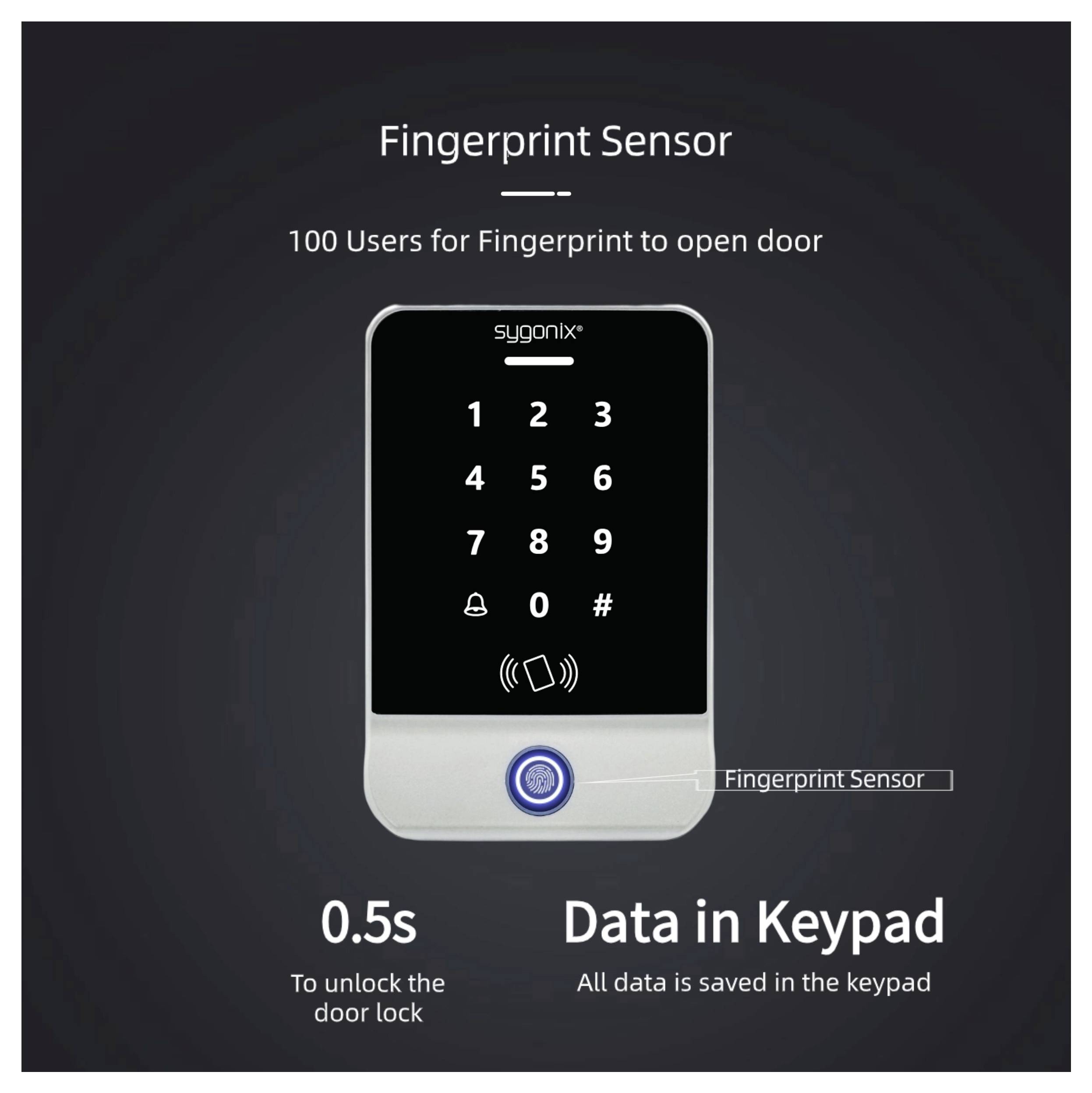 Sygonix SY-6888062 Fingerprint/RFID Zugangssystem Aufputz 12 V/DC mit beleuchteter Tastatur-8