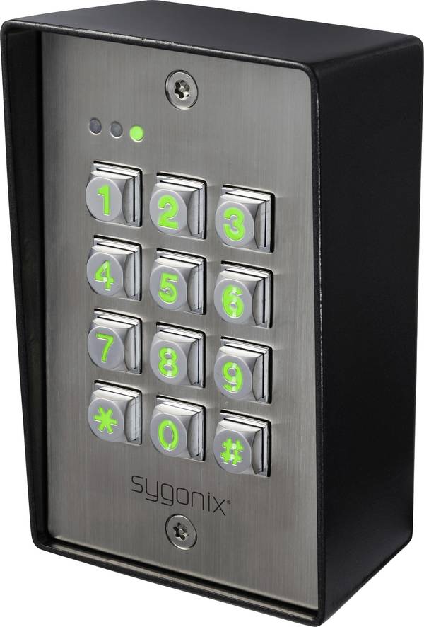 Sygonix SY-6888064 Codeschloss Oberflächenmontage 12 V DC/AC, 24 V DC/AC IP65 mit beleuchteter Tastatur