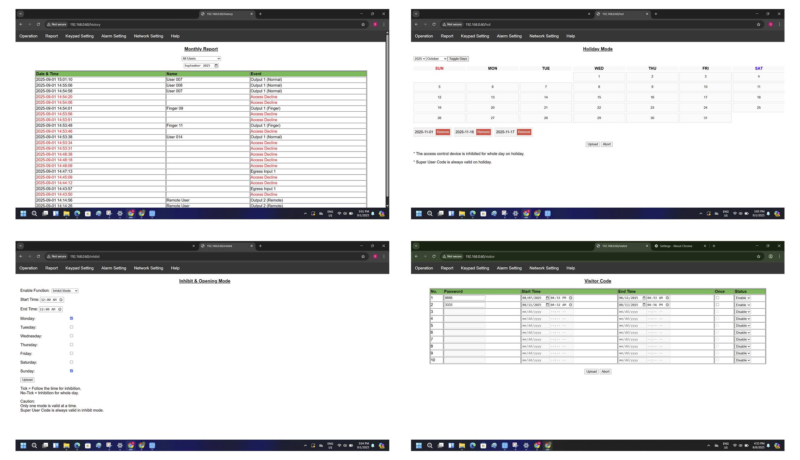 Vier Screenshots zeigen verschiedene Excel-Tabellen: "Mobile Detail", "Mobile Stock", "Mobile Course Work" und "Mobile Code". Sie enthalten Tabellen mit verschiedenen Überschriften und Dateneinträgen.