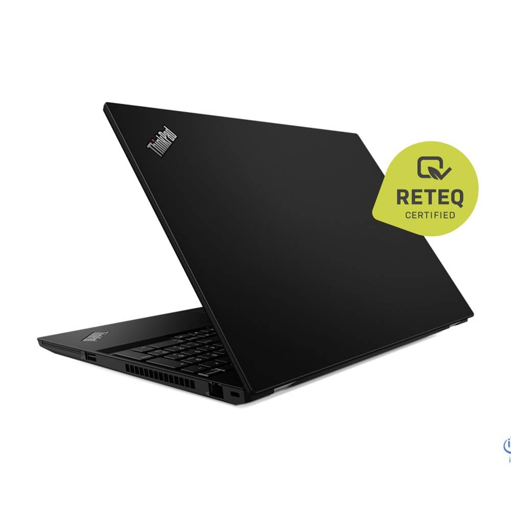 Ein schwarzer Laptop mit teilweise geöffnetem Deckel, auf dessen Bildschirm ein 'LETEQ' Logo zu sehen ist. Der Laptop ist vor einem weißen Hintergrund platziert.