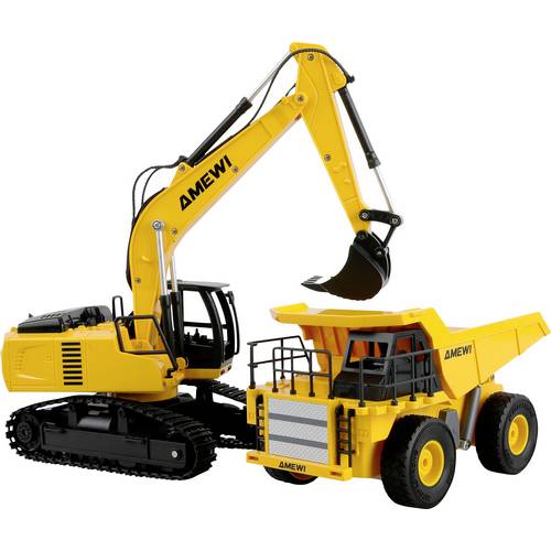 Thumbnail - Amewi 22710 2-in-1 Set Kipper & Kettenbagger 1:24 Elektro RC Einsteiger Funktionsmodell RtR mit Lichteffekt