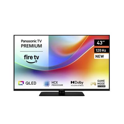 Panasonic Premium TV mit Fire TV, mit 43-Zoll-Bildschirm, 120 Hz Bildwiederholrate, QLED, HCX-Prozessor, Dolby Vision-Atmos, Spielmodus.