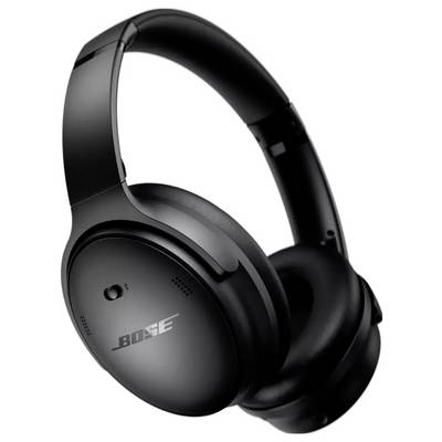 Schwarze Over-Ear-Bluetooth-Kopfhörer mit dem Bose-Logo auf der Ohrmuschel, ausgestattet mit gepolsterten Ohrpolstern und einem verstellbaren Kopfbügel.