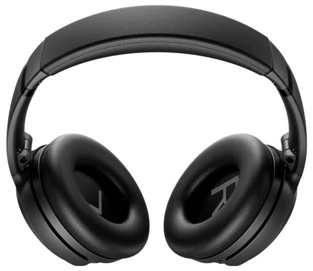 Schwarze Over-Ear-Kopfhörer mit gepolsterten Ohrmuscheln, die vor einem weißen Hintergrund präsentiert werden und das schlichte und moderne Design betonen.