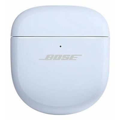 Hellblauer Earbud-Ladeetui mit 'Bose'-Logo auf der Vorderseite.