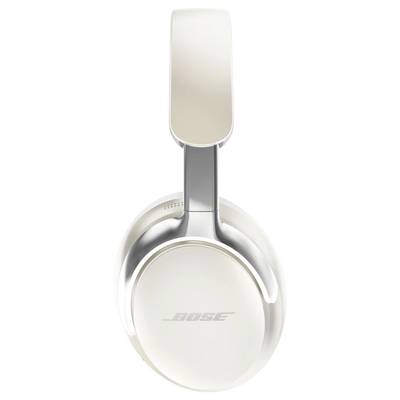 Weiße Over-Ear Bose-Kopfhörer mit einem eleganten Design, ausgestattet mit weichen Ohrpolstern und einem glatten Kopfbügel.