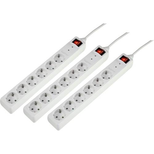 Sygonix 3xSY-5044446 Überspannungsschutz-Steckdosenleiste 6fach Weiß Schutzkontakt 1 Set
