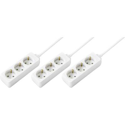 Sygonix 3xSY-4890976 Steckdosenleiste 3fach Weiß Schutzkontakt 1 Set-0