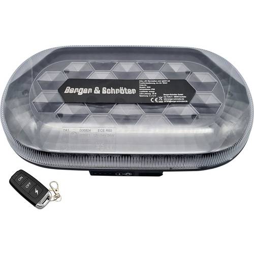 Thumbnail - Berger & Schröter Warnbalken Akku LED Mini SM865DR 12 V, 24 V über USB Magnetfuß Orange