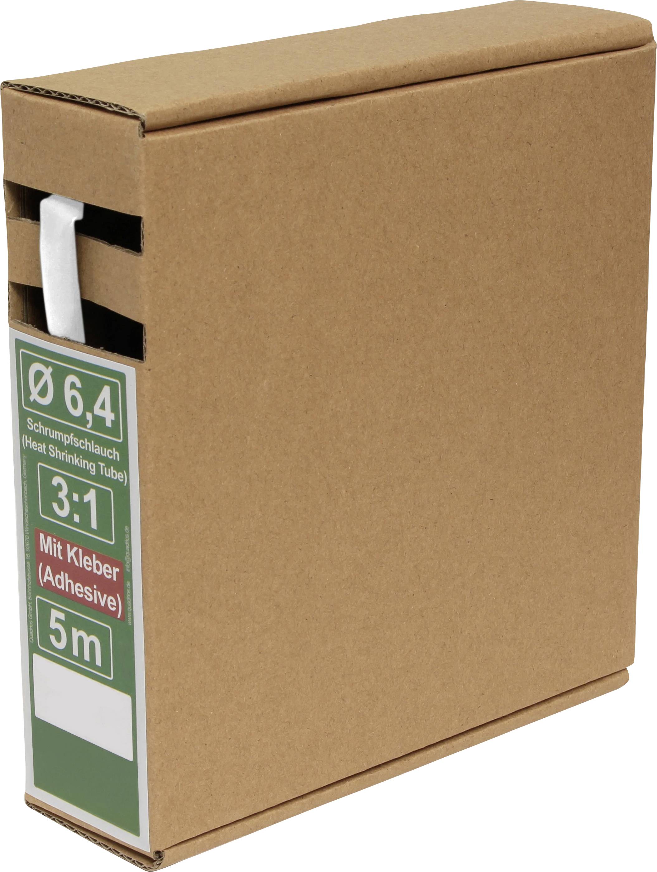 Quadrios 25CA488 Schrumpfschlauch mit Kleber Weiß 6.4 mm 2.1 mm Schrumpfrate:3:1 5 m