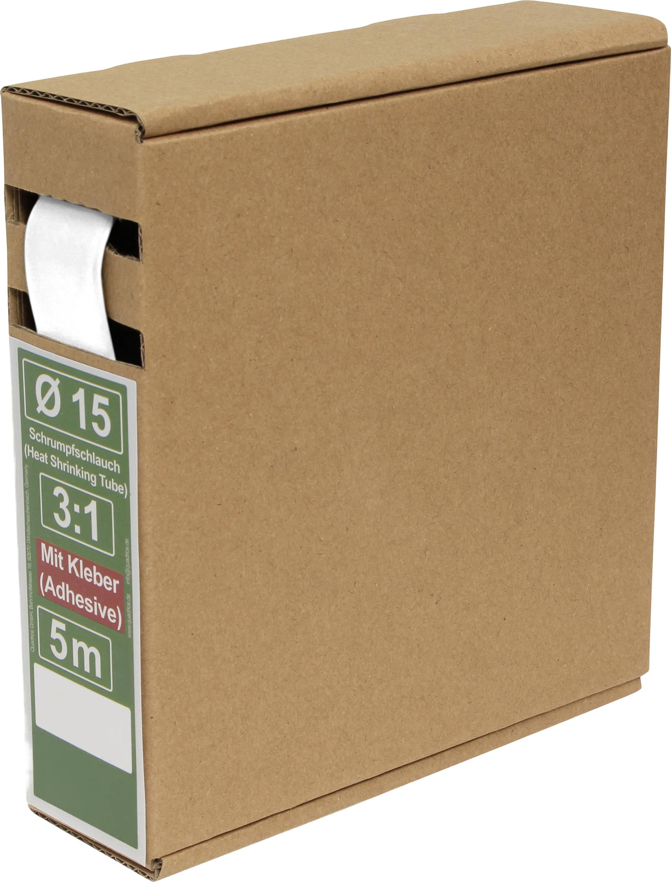 Quadrios 25CA492 Schrumpfschlauch mit Kleber Weiß 15 mm 5 mm Schrumpfrate:3:1 5 m