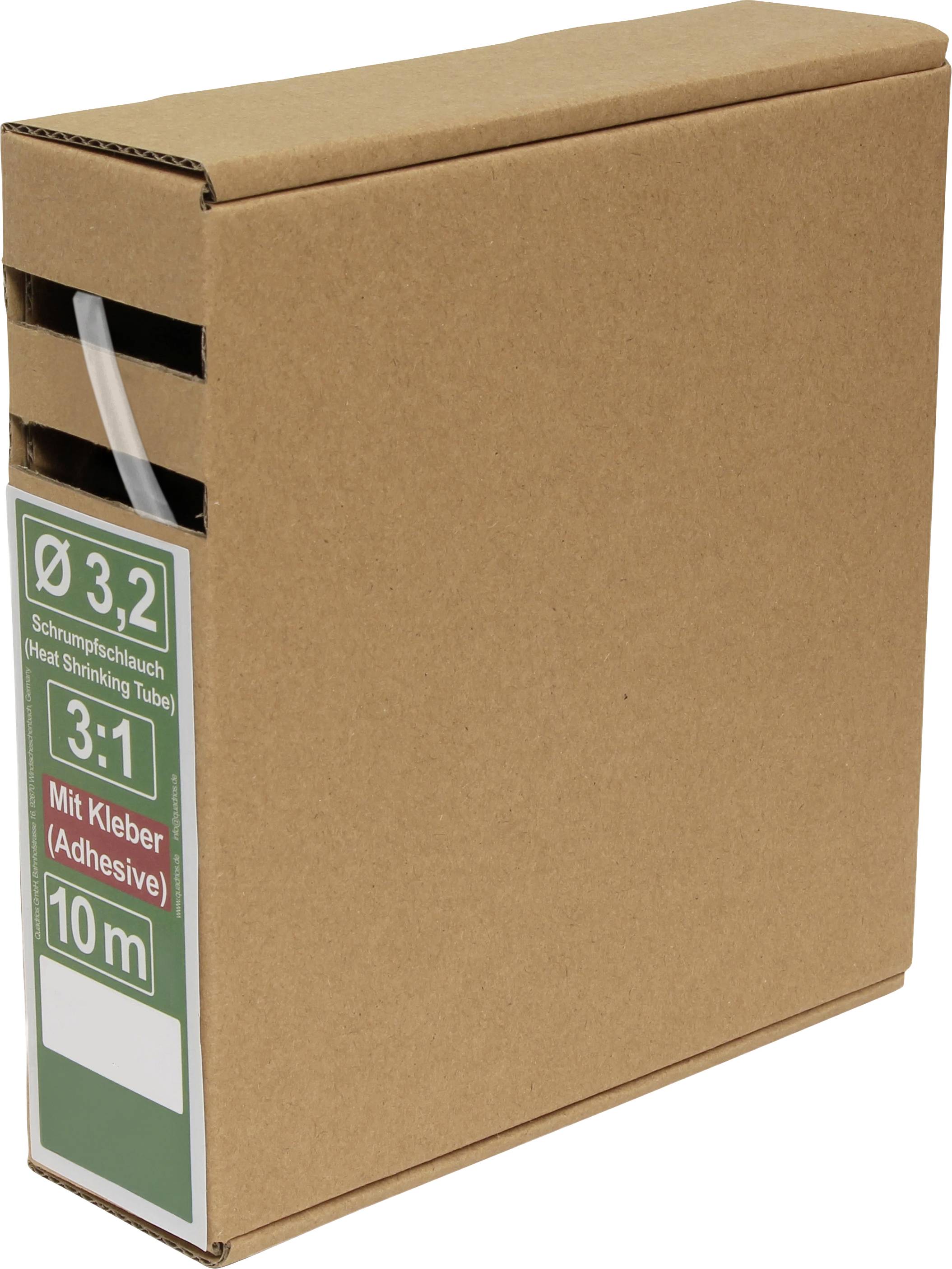 Quadrios 25CA498 Schrumpfschlauch mit Kleber Transparent Schrumpfrate:3:1 10 m