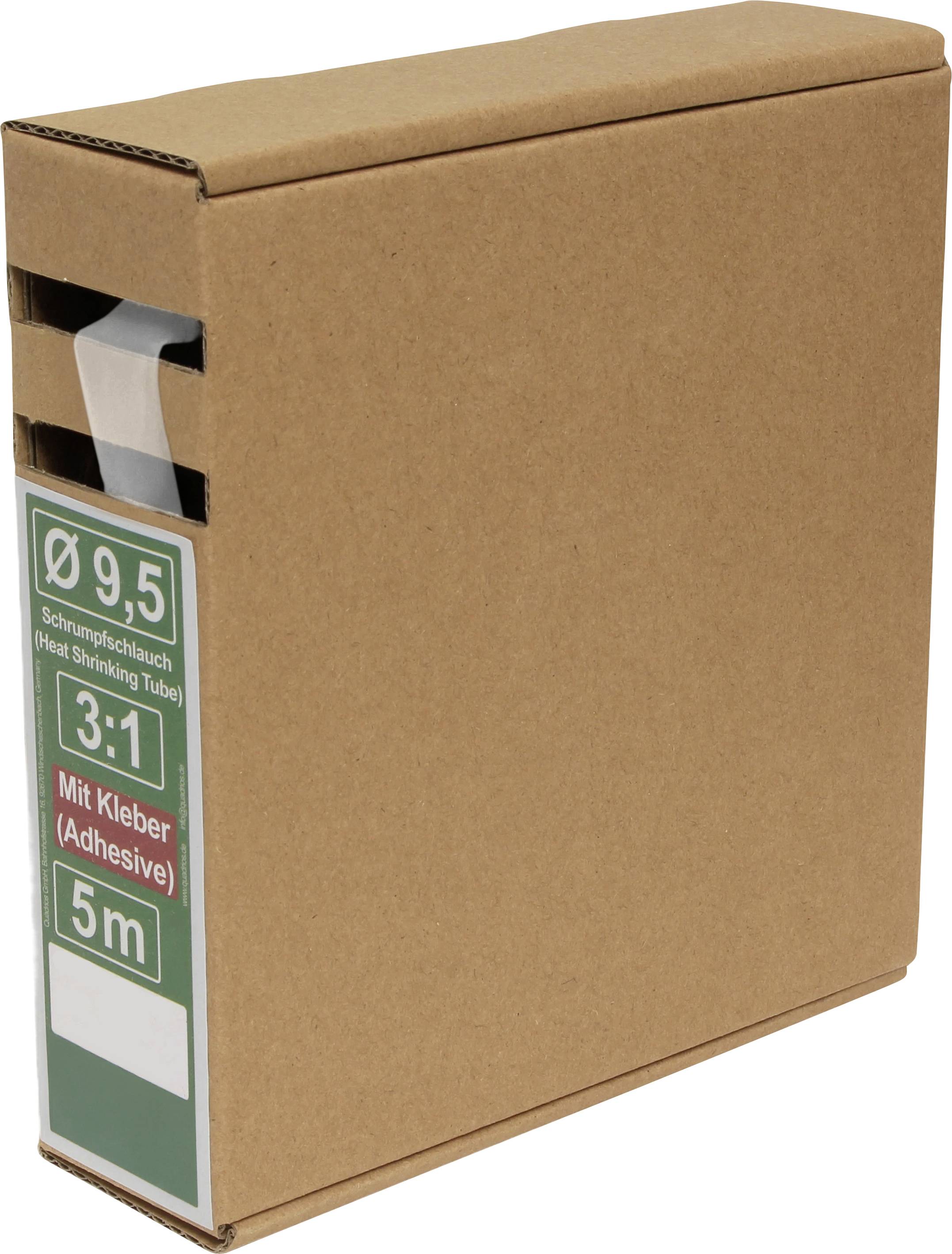 Quadrios 25CA502 Schrumpfschlauch mit Kleber Transparent Schrumpfrate:3:1 5 m