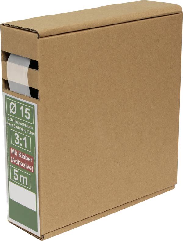 Quadrios 25CA504 Schrumpfschlauch mit Kleber Transparent 15 mm 5 mm Schrumpfrate:3:1 5 m