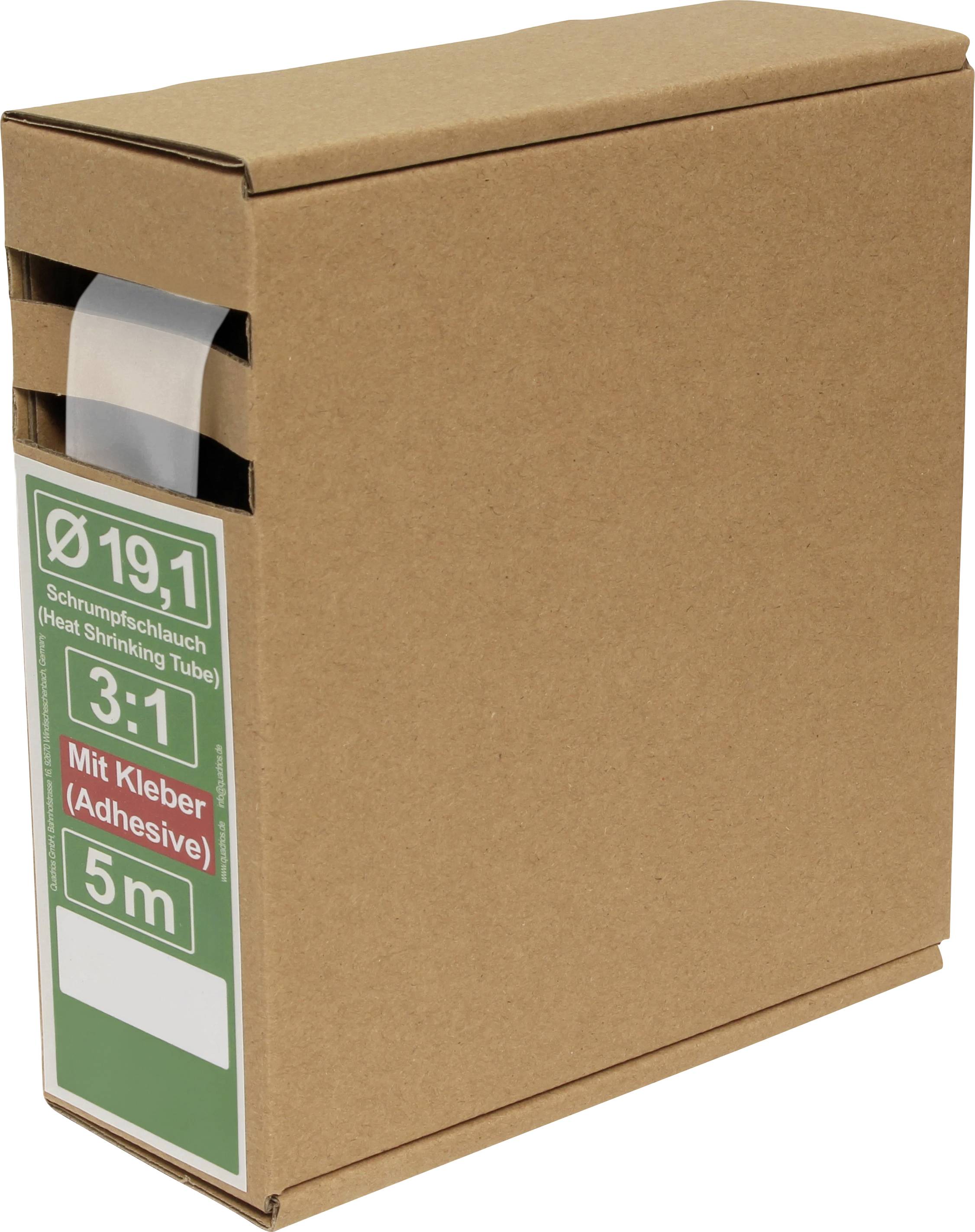 Quadrios 25CA505 Schrumpfschlauch mit Kleber Transparent Schrumpfrate:3:1 5 m