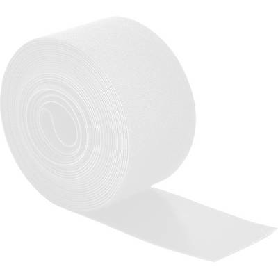 Ein weißes Rollen flexiblen Klebstreifens ist auf einer flachen Oberfläche teilweise abgerollt und zeigt seine eng gewickelten Schichten.