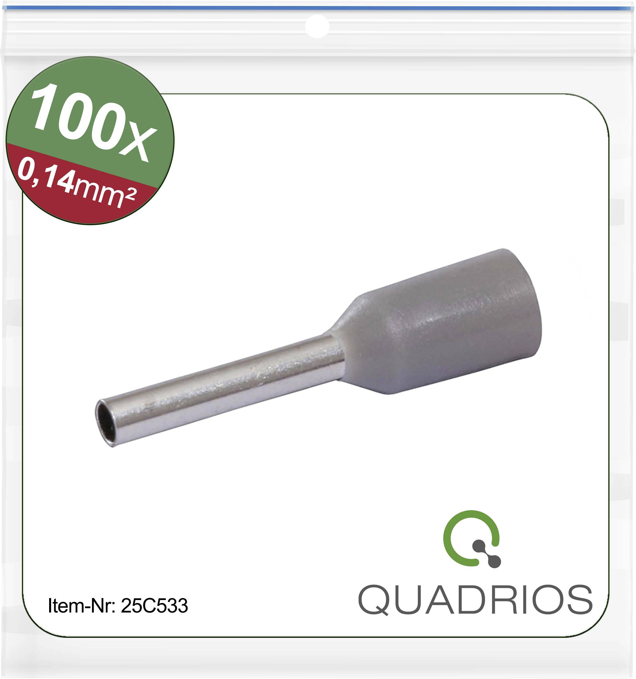 Quadrios 25C533 Aderendhülse 0.14 mm² Teilisoliert Grau 100 St.