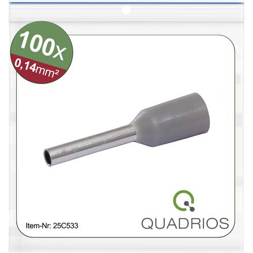 Quadrios 25C533 Aderendhülse 0.14 mm² Teilisoliert Grau 100 St.