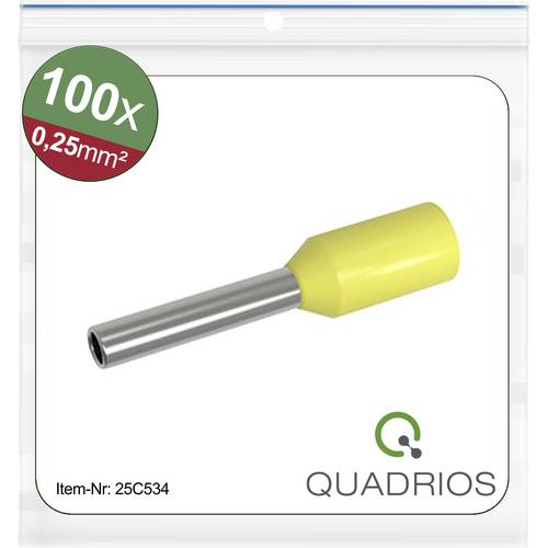Quadrios 25C534 Aderendhülse 0.25 mm² Teilisoliert Gelb 100 St.
