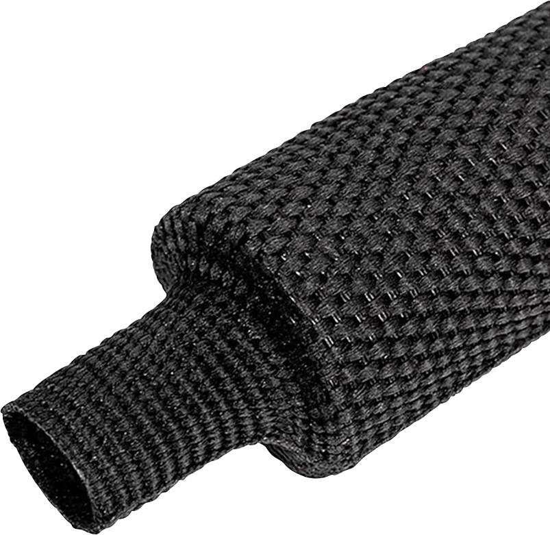 Quadrios 25CA544 Gewebe-Schrumpfschlauch Schwarz 70 mm 35 mm Schrumpfrate:2:1 Meterware