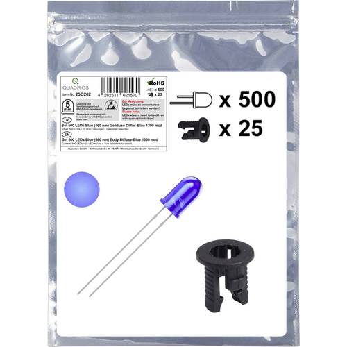 Quadrios 25O202 LED-Sortiment Blau Rund 5 mm 1300 mcd 20 mA 3.0 V