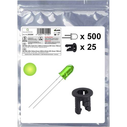 Quadrios 25O204 LED-Sortiment Gelb-Grün Rund 5 mm 700 mcd 20 mA 2.0 V