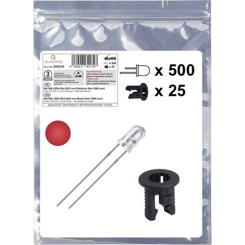 Quadrios 25O219 LED-Sortiment Rot Rund 3 mm 2500 mcd 20 mA 2.0 V
