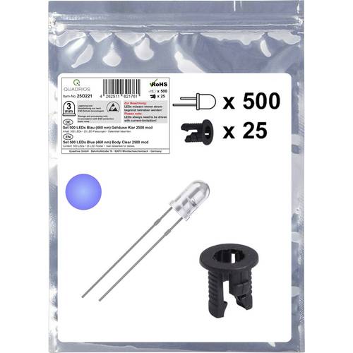 Quadrios 25O221 LED-Sortiment Blau Rund 3 mm 2500 mcd 20 mA 3.0 V