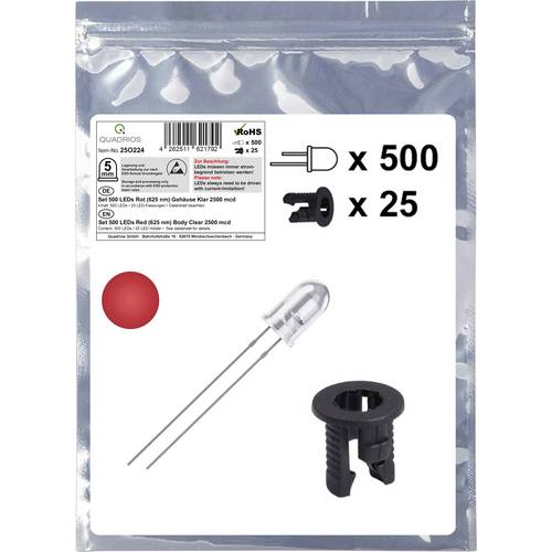 Quadrios 25O224 LED-Sortiment Rot Rund 5 mm 2500 mcd 20 mA 2.0 V