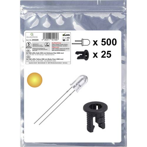 Quadrios 25O225 LED-Sortiment Gelb Rund 5 mm 2500 mcd 20 mA 2.0 V