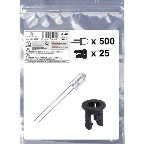 Quadrios 25O228 LED-Sortiment Weiß Rund 5 mm 15000 mcd 20 mA 3.0 V