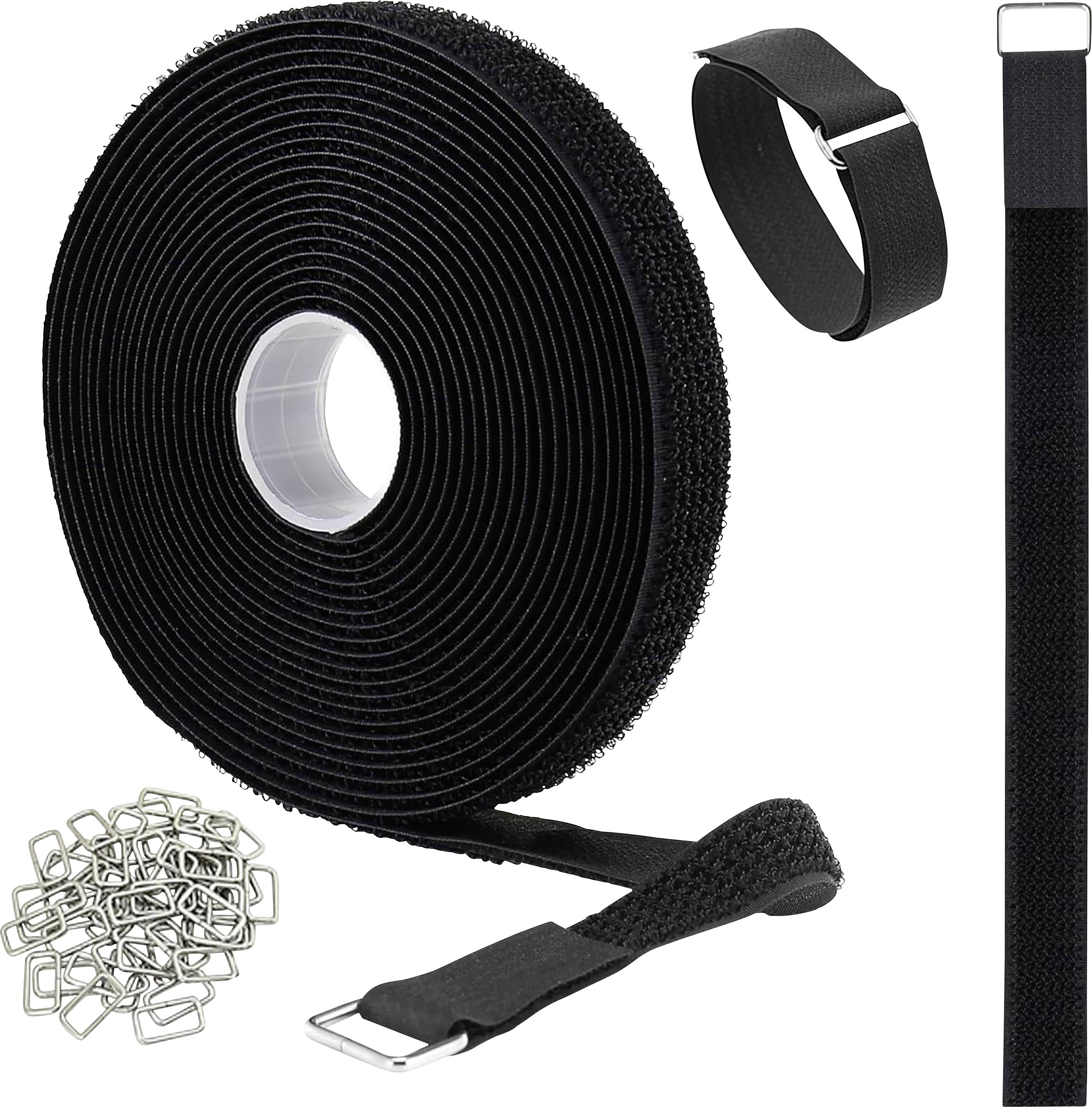 Quadrios 25CA576 Klettband zum Bündeln Haft- und Flauschteil (L x B) 10 m x 20 mm Schwarz 10 m