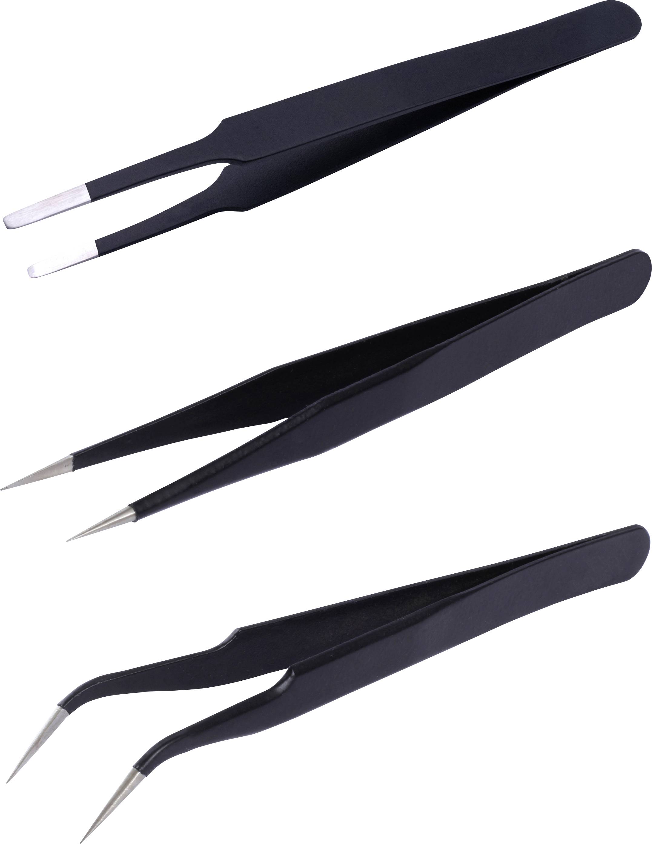 Quadrios 25EC176 ESD Pinzette Spitz, Flach, Sichelspitze