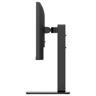 Seitenansicht eines Flachbildschirms auf einem Ständer, der seine schlanke Silhouette und den verstellbaren Neigungsmechanismus präsentiert.