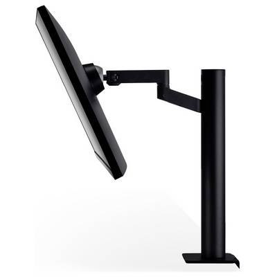 Die Rückansicht eines LG-Monitors, die HDMI-, USB- und andere Anschlüsse auf der rechten Seite neben einem zentralen Ständer zeigt.