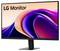 LG-Monitor, der abstrakte farbenfrohe Wellen in Rosa, Violett und Blau zeigt.