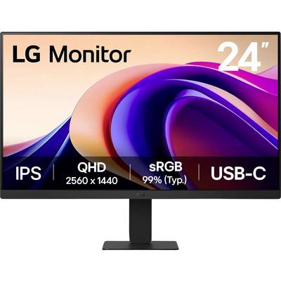 LG Monitor mit IPS-Display, QHD-Auflösung von 2560x1440, 99% sRGB-Farbraum, USB-C-Konnektivität und 24-Zoll-Bildschirm.