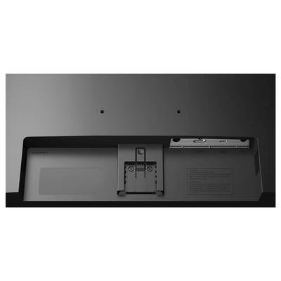 Rückansicht eines Monitors mit sichtbaren Anschlüssen, einschließlich HDMI, Stromanschluss und Montagehalterung zur Befestigung.