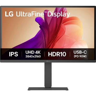 LG UltraFine Display 4K-Monitor-Bildschirm mit lebendiger abstrakter Gestaltung. Merkmale: IPS, 3840x2160 Auflösung, HDR10, USB-C (PD 90W).