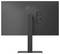 Ein schwarzer LG-Monitor wird von hinten gezeigt, wobei sein Ständer und Anschlüsse wie HDMI, USB und Stromeingang zu sehen sind.